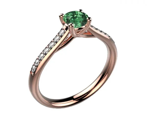 Bague saphir vert sur or rose Dana avec un anneau serti de diamant