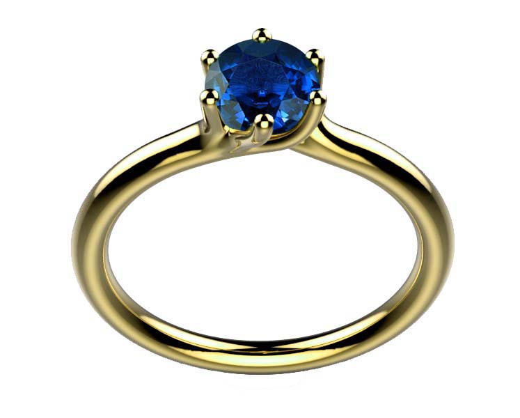 Bague saphir or jaune Clio 6G saphir bleu