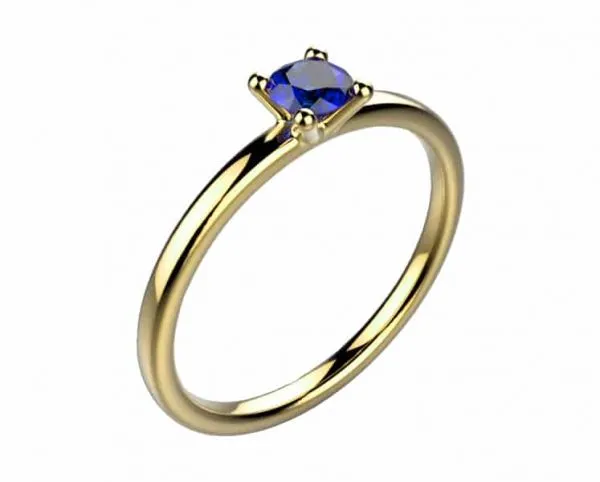 Bague saphir bleu 0.15 ct or jaune Candide anneau lisse