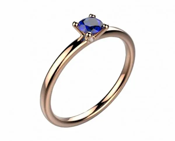 Bague saphir bleu 0.15 ct or rose éthique Candide anneau lisse